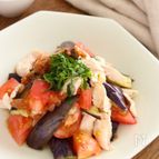 【ヘルシーおかず】レンジで簡単！なすとささみの梅風味サラダ
