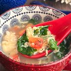 【５分でスープ】トマトとレタスとふわふわ卵の中華スープ