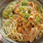 ザクザク玉ねぎが最高！山盛りもやしと豚バラ肉の酸味ガリ照り