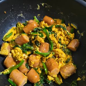 けいぞうの作ってみた!投稿(【ほうれん草と卵のカレー炒め】朝食にも◎5分で完成)