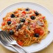 いわし缶の地中海風トマトスパゲティ