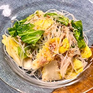 michuの作ってみた!投稿(レンジで簡単！包丁いらず♪「キャベツとツナの春雨サラダ」)