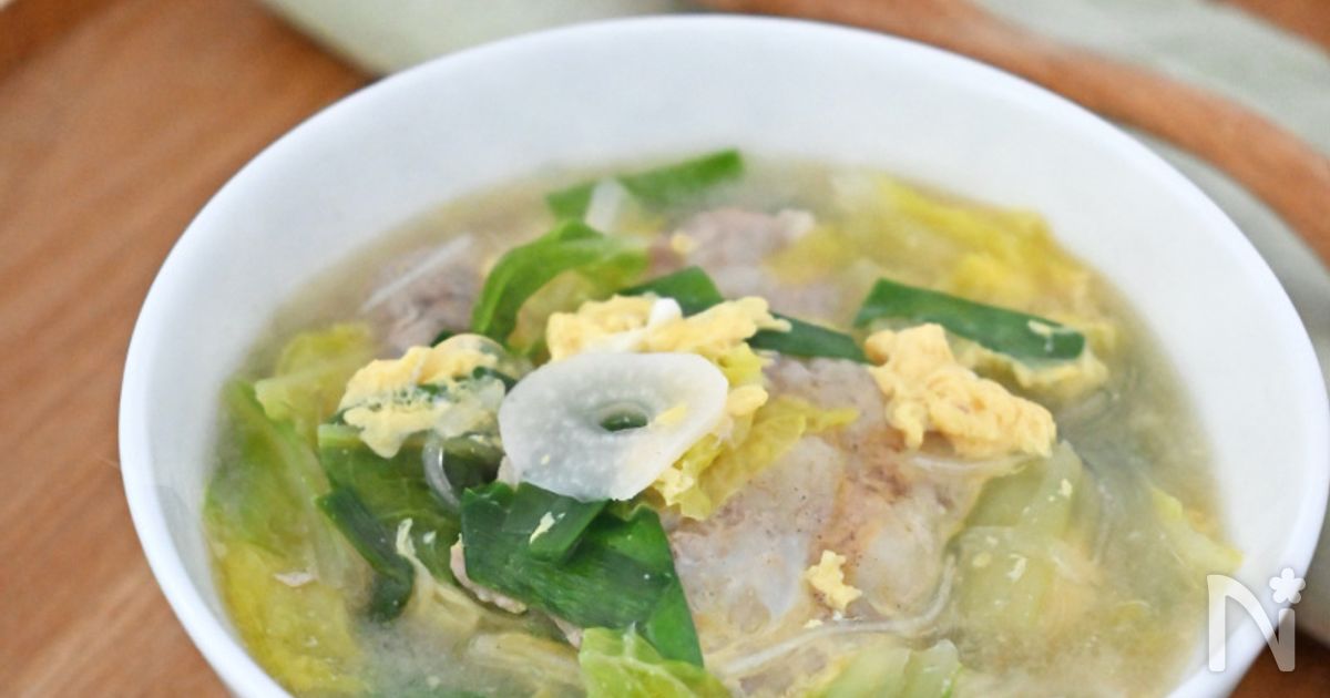 タンメンみたいな味の白菜ニラ玉スタミナスープ