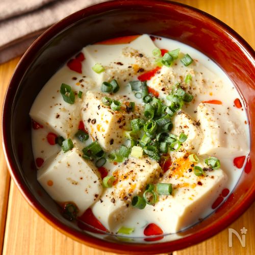 レンジで5分！【豆腐の和風担々風スープ】ほっこり温まる♩