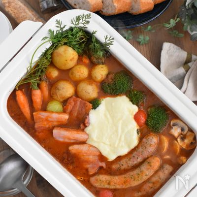 チーズフォンデュ風トマトカレー鍋