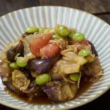 ナスと枝豆とトマトのレモン香味酢和え