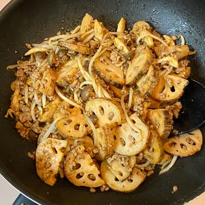 osajiccoの作ってみた!投稿(【ひき肉とれんこんの担々炒め】プチッと鍋で簡単味付け！)