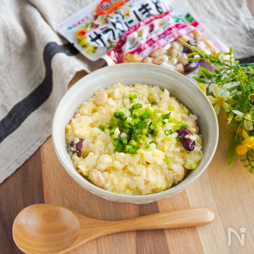 豆と卵の雑炊