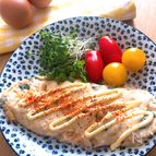 白いオムレツ♡長芋とおくら入りのふわネバオムレツ