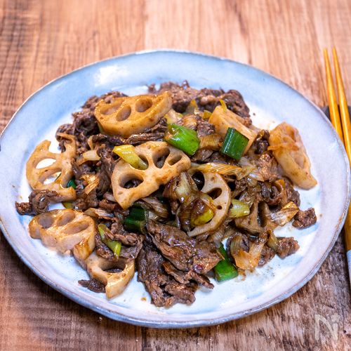ピリッと美味しい「牛肉と蓮根の中華風甘辛炒め」