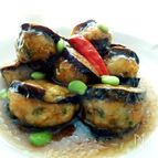 なすのエビはさみ揚げ
