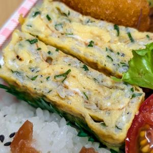 まゆのの作ってみた!投稿(【卵焼き】お弁当にも◎青じそとじゃこのだし巻き)