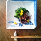 焦がし菜花とホタルイカの温菜