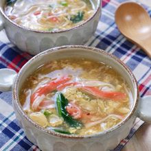 とろとろ中華スープ♡『小松菜とかにかまの卵スープ』