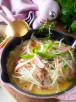 フライパンで簡単＊とろ〜りもやしとハムのチーズ焼き