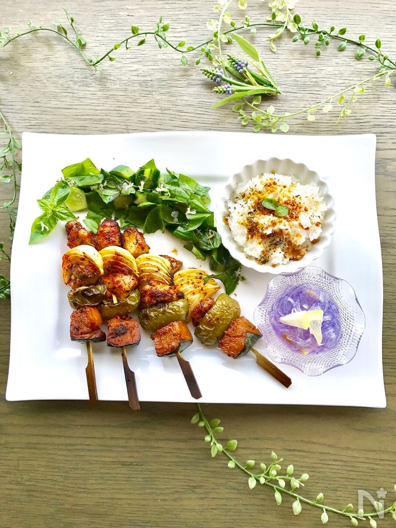 ケイジャンポークの串焼きランチプレート By トコトコ 【nadia ナディア】レシピサイト おいしいあの人のレシピ 