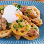 重ねて放置でOK『豚こまとれんこんのスタミナ♡味噌照り焼き』