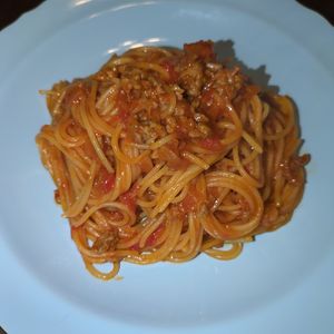 たりおの作ってみた!投稿(パスタ別ゆで不要！挽き肉たっぷり「ミートソースパスタ」)