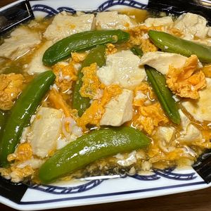 楽ラク手抜キッチン🐶🐾の作ってみた!投稿(小料理屋風【スナップエンドウと豆腐の卵とろみ餡】)