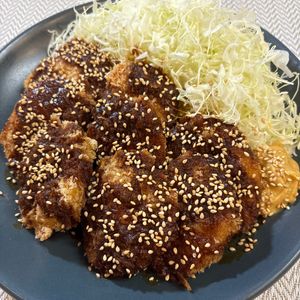 楽ラク手抜キッチン🐶🐾の作ってみた!投稿(【矢場とん風】味噌ダレで頂くチキンカツ♪)