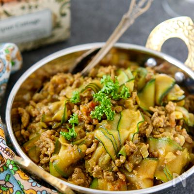 ヒラヒラズッキーニのキーマカレー
