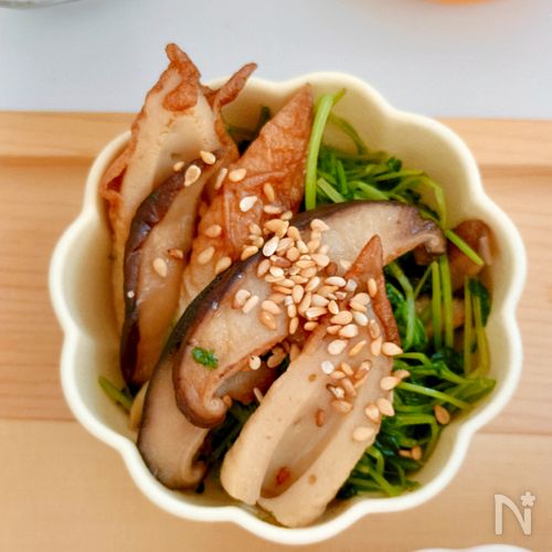 5分でご飯すすむ♡ちくわとしいたけの中華炒め【節約作りおき】