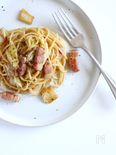 【簡単ランチに！】白菜とベーコンのバター醤油パスタ