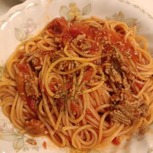1031765の作ってみた!投稿(【ボロネーゼ風♡ひき肉のトマトパスタ】ワンパン&包丁不要♡)
