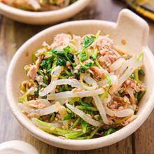 【豆苗ともやしとツナの中華和え】レンジでやみつき節約副菜！