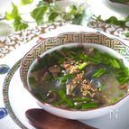 【レンジで2分】ニラとザーサイの春雨即席スープ