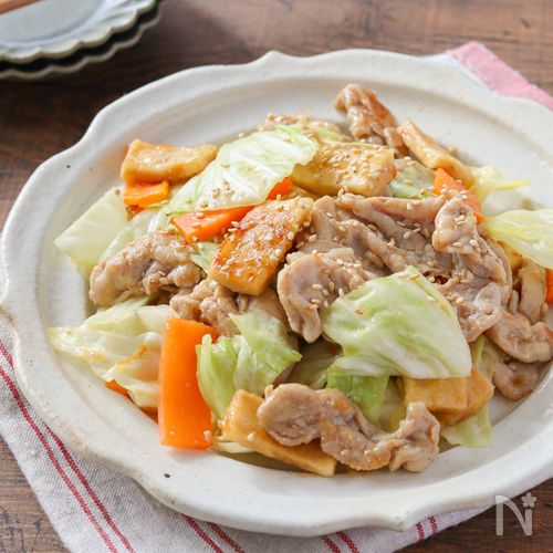 豚こまと高野豆腐【焼肉風炒め】