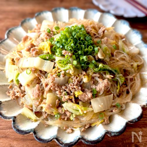白菜1/4株消費!レンジで簡単♪【白菜と春雨のうま煮】
