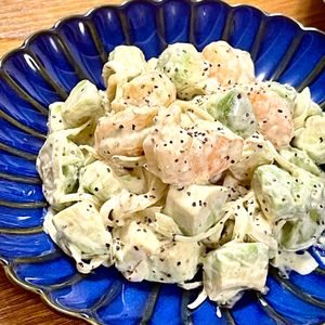 michuの作ってみた!投稿(2Stepの簡単サラダ♩えびとアボカドのわさびマヨ和え)