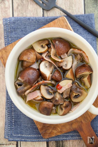 レンジで簡単。マッシュルームのアヒージョ