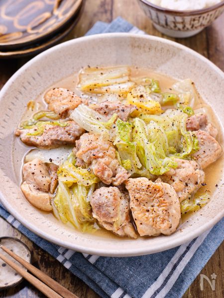 【白菜と鶏肉の旨塩煮】食材2つで簡単！節約ヘルシーおかず♡