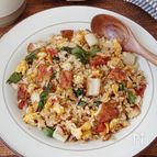 【梅しそちくわの和風だし炒飯】パパッと簡単！