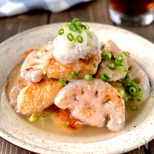 【揚げ出し鶏とれんこんのとろとろ和風あんかけ】揚げずに簡単！