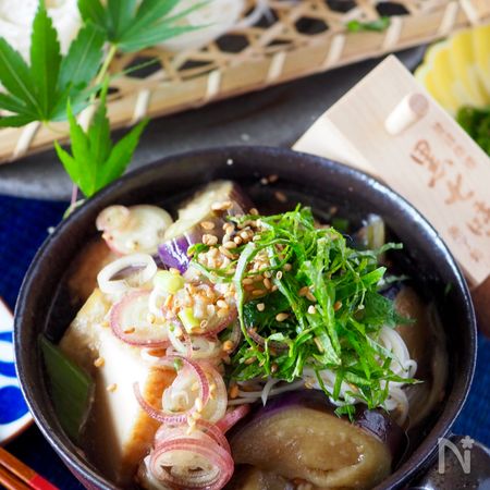 具だくさんつけ汁 茄子と厚揚げのボリュームそうめん By 道添明子 あーぴん レシピサイト Nadia ナディア プロの料理家のおいしいレシピ