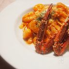 渡り蟹と小エビのトマトクリームパスタ♪