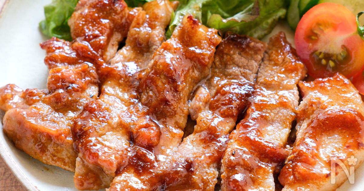【梅たれポン酢のポークソテー】焼いて絡めるだけ！