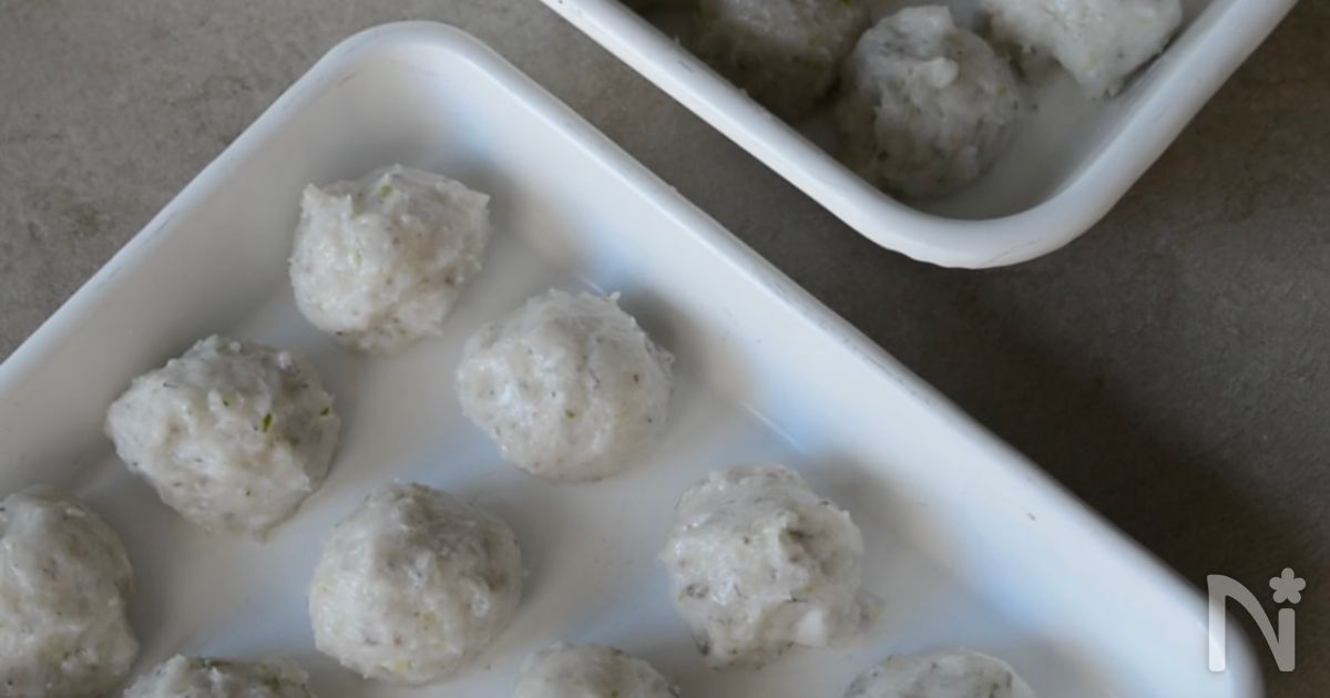 下味冷凍エビ団子