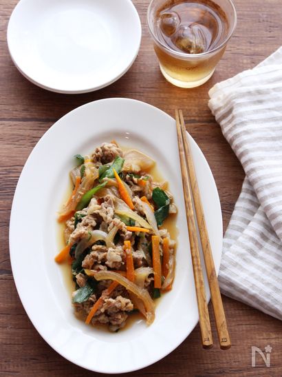 辛くないので子供にも！柔らか豚しゃぶ肉で作る！プルコギ風炒め