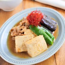 やみつき豆腐と豚肉となすの韓国風ピリ辛煮