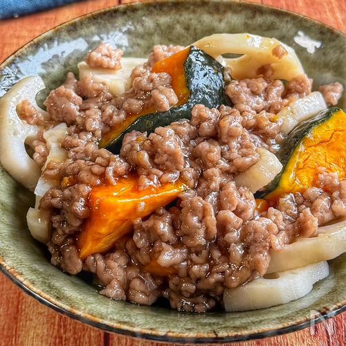 【かぼちゃとれんこんのそぼろ甘酢あん】秋に食べたい🍁