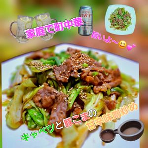 サトちゃんの作ってみた!投稿(【肉汁じゅわ〜】シャキッとキャベツと豚こま肉の甘辛味噌炒め)