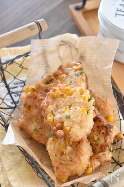 節約♪フレッシュコーンとパセリの豆腐ナゲット