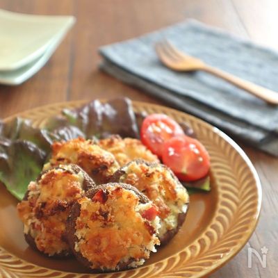 トースターで簡単◎しいたけの香草パン粉チーズ焼き