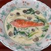 りんごの作ってみた!投稿(サーモンとほうれん草の豆乳シチュー)