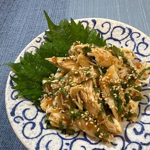 楽ラク手抜キッチン🐶🐾の作ってみた!投稿(レンジで簡単！お手軽副菜【ささみの梅しそポン酢】)