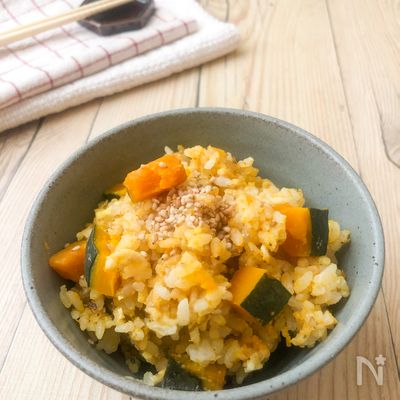 かぼちゃの炊き込みご飯♪いつも通りの炊飯でOK♪幼児食にも!